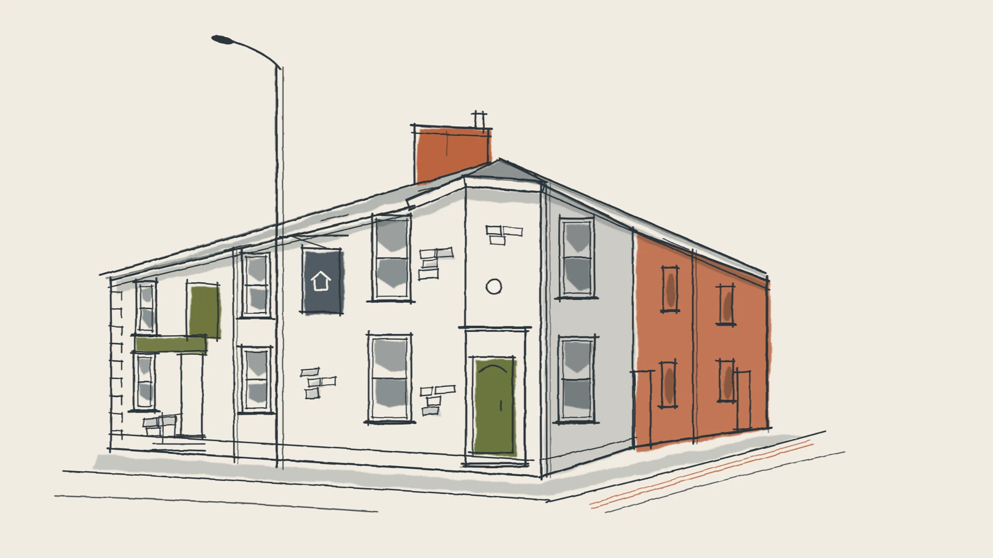 Illustration of the Clitheroe Business Centre building on the corner of Whalley Road